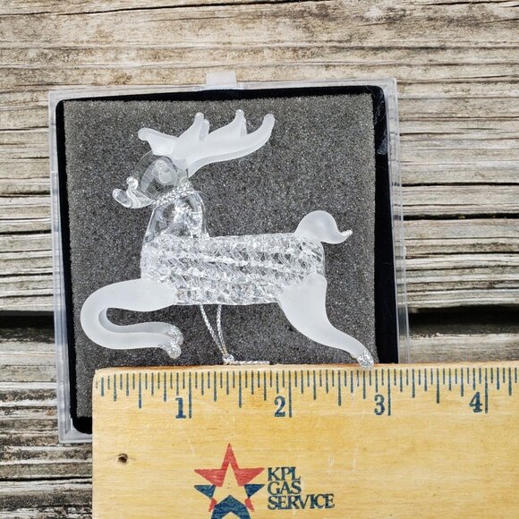 Vtg Unique Treasure Hand Spun Glass Reindeer‎ Deer Glitter Christmas Ornament - Picture 6 of 10